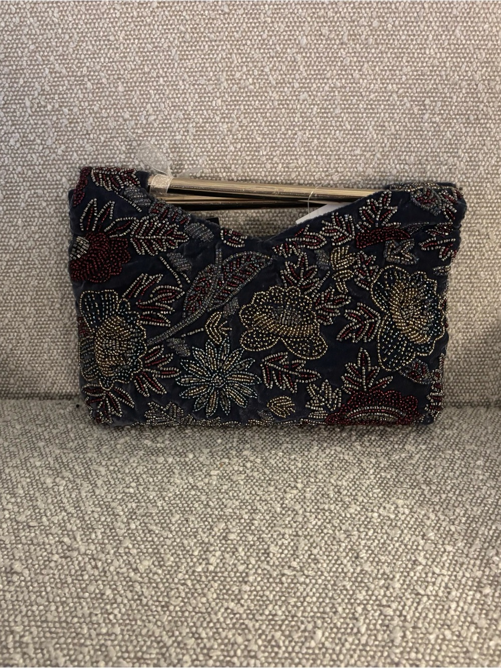 Beaded Floral Navy Evening Clutch